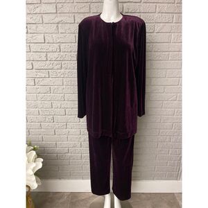 Clues Collections Women Purple Velvet 2 Pcs Pant Set Size M